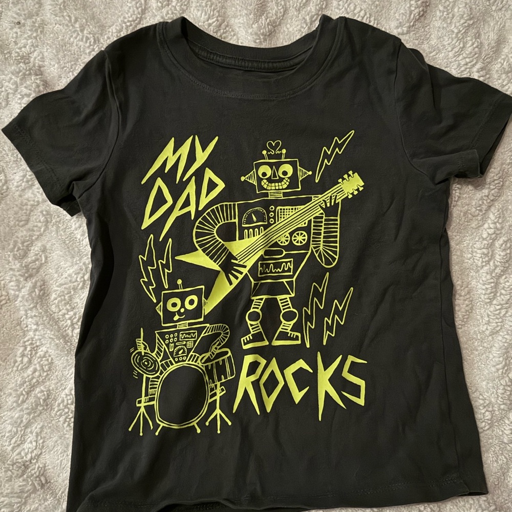 Cat & Jack Black Tee with Neon Yellow Robot Band